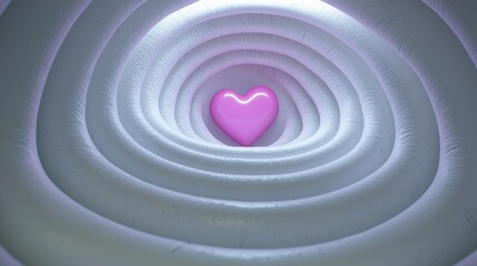 Fototapeta premium Pink Heart In Swirling White Textured Backgrounds