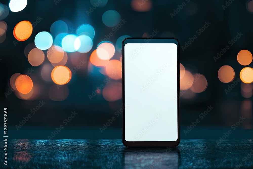 Poster ultra quality image of smartphone with empty screen standing vertically
