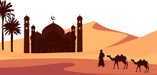 Arabian Landscape of Desert Illustration