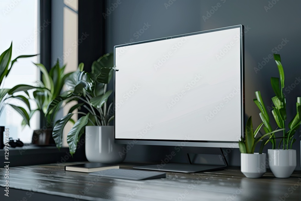 Poster clear pixel visual of screen device mock up 3d rendering