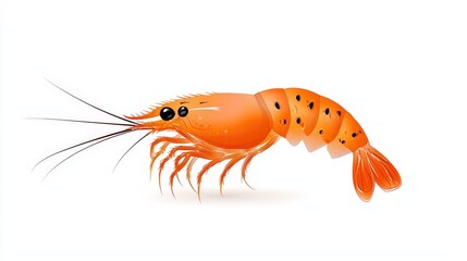 A vibrant, detailed illustration of an orange shrimp, showcasing its unique features and textures against a clean background.