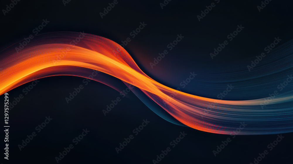 Aufkleber dark background, flowing light in the shape of an s-shaped curve from top left to bottom right
