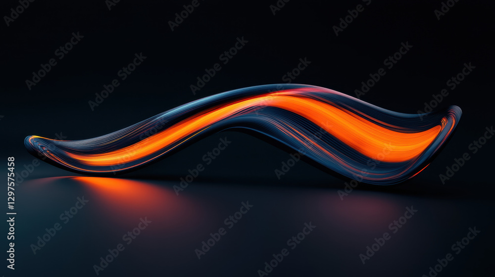 Aufkleber dark background, flowing light in the shape of an s-shaped curve from top left to bottom right