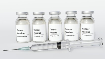 A 3d rendering of vials containing a liquid labeled 