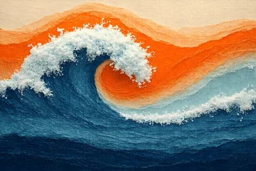 Fototapete Rund abstract print illustration of sea wave background, 300dpi © UU