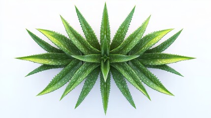 Fototapeta premium Symmetric Arrangement of Aloe Vera Leaves on White Background