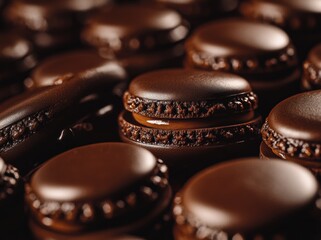 Indulging in chocolate macarons pastry shop dessert photography cozy environment close-up gourmet treats
