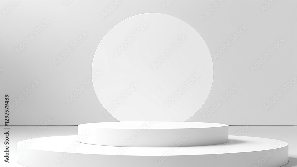 Aufkleber minimalist white display platform with circular background element