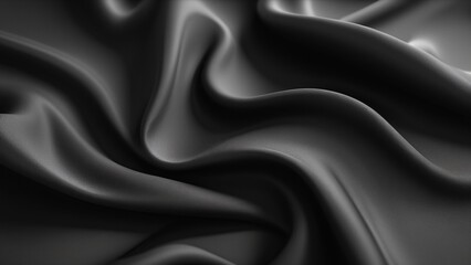 Fototapeta premium Smooth Black Fabric Texture with Gentle Flowing Folds and Shadows