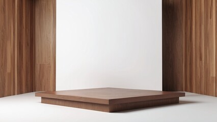 Minimalist Wooden Stage in a Neutral Interior Setting for Display