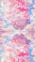 Pastel Pink Clouds Reflected in Calm Water