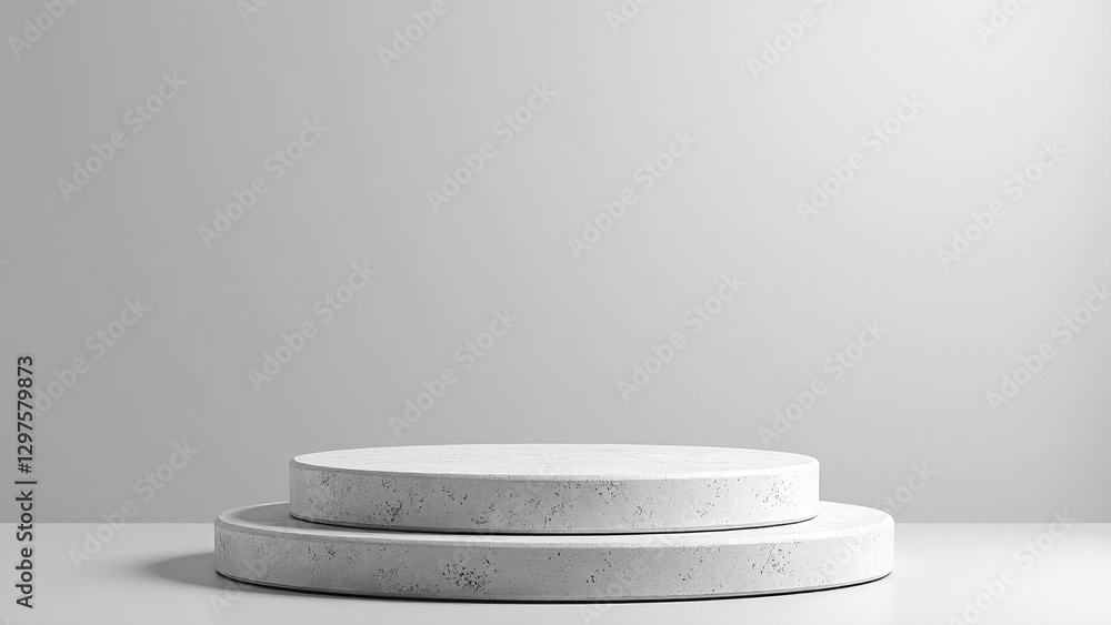 Poster minimalist display platform in soft light for product showcase