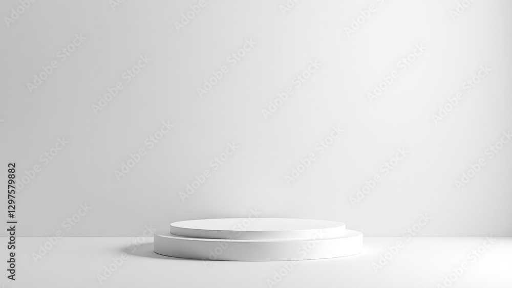 Poster minimalistic white studio background with circular display stand