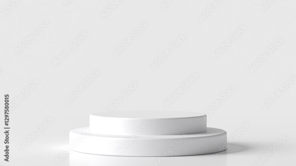 Poster white circular platforms against minimalist background for display