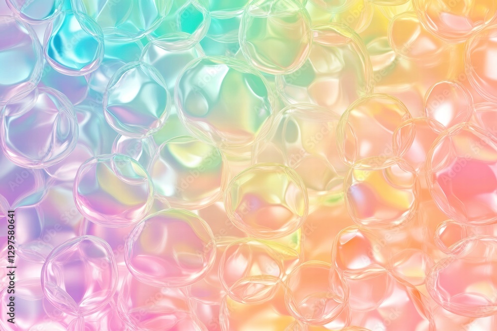 Fototapete Colorful soap bubbles create a vibrant repeating pattern with soft pastel hues. Generative AI