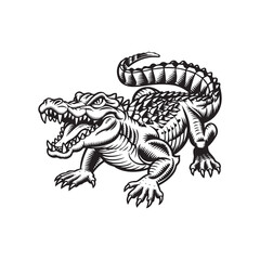 black and white Crocodile Vector Icon