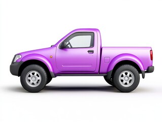 Side profile of a purple pickup truck on a white background. The truck is shown from the driver's side, highlighting its design and features