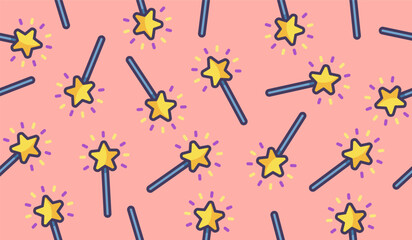 Cute magic stick pattern background vector design