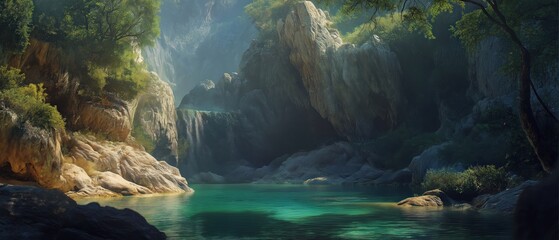 Serene Hidden Waterfall Oasis A Breathtaking Landscape