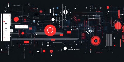 Complex abstract technology design with connecting lines and shapes