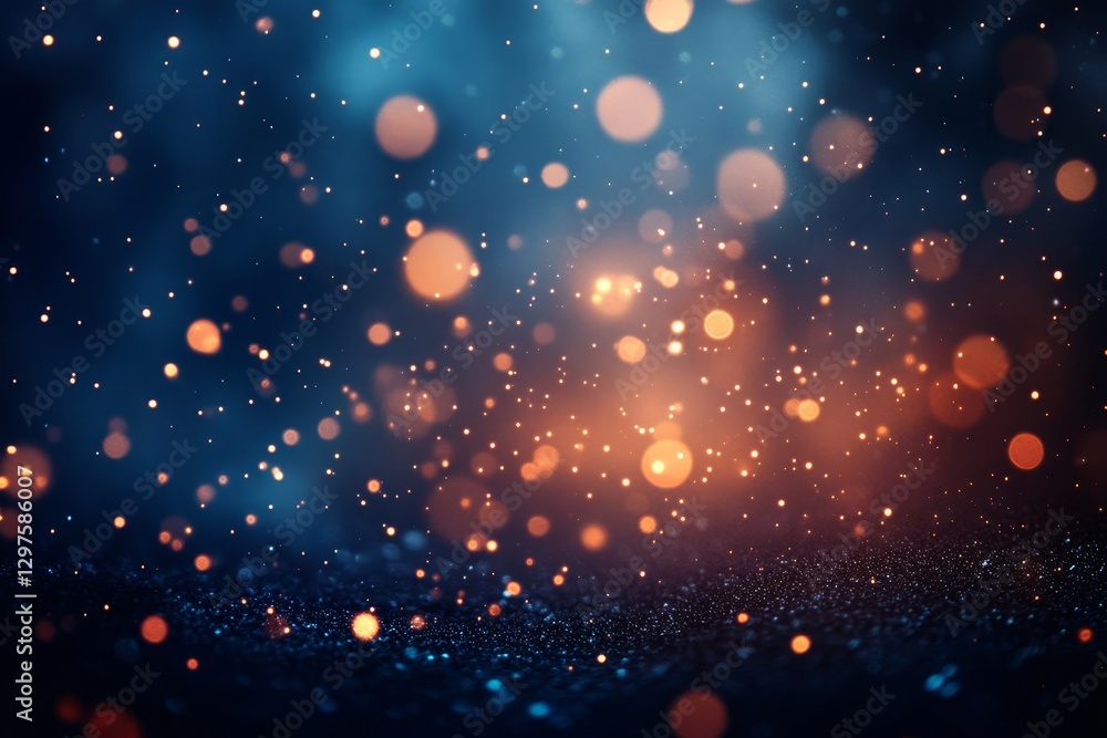 Poster dreamy winter background featuring soft bokeh lights and delicate snowflakes falling against a gradi