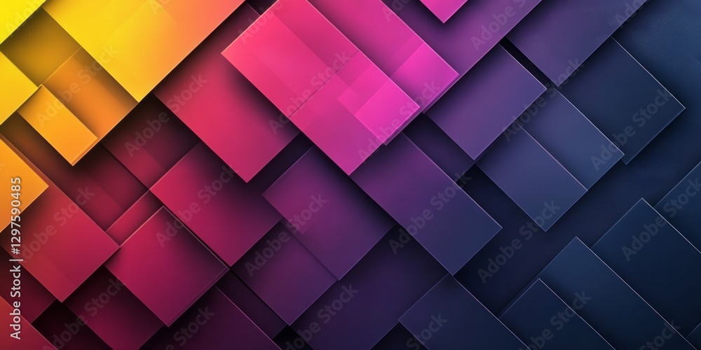 Poster an abstract design of colorful overlapping squares creating a pattern