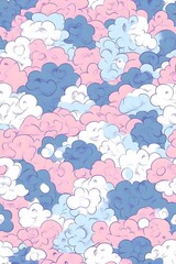 Dreamy Pastel Cloud Seamless Pattern with Soft Cotton Candy Hues for Serene and Calming Aesthetic Backgrounds