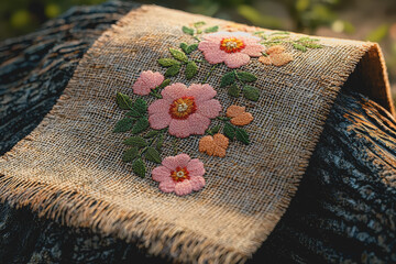 Close up view of floral patterned fabric showcasing intricate flower designs and vibrant colors