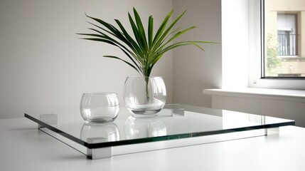 Modern Glass Tray  Plant  Vases  Minimalist Home Decor  Interior Design