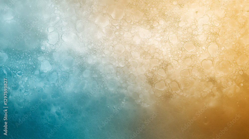 Poster abstract bubbles: a mesmerizing abstract with a gradient blend of cool blue and warm gold tones. the