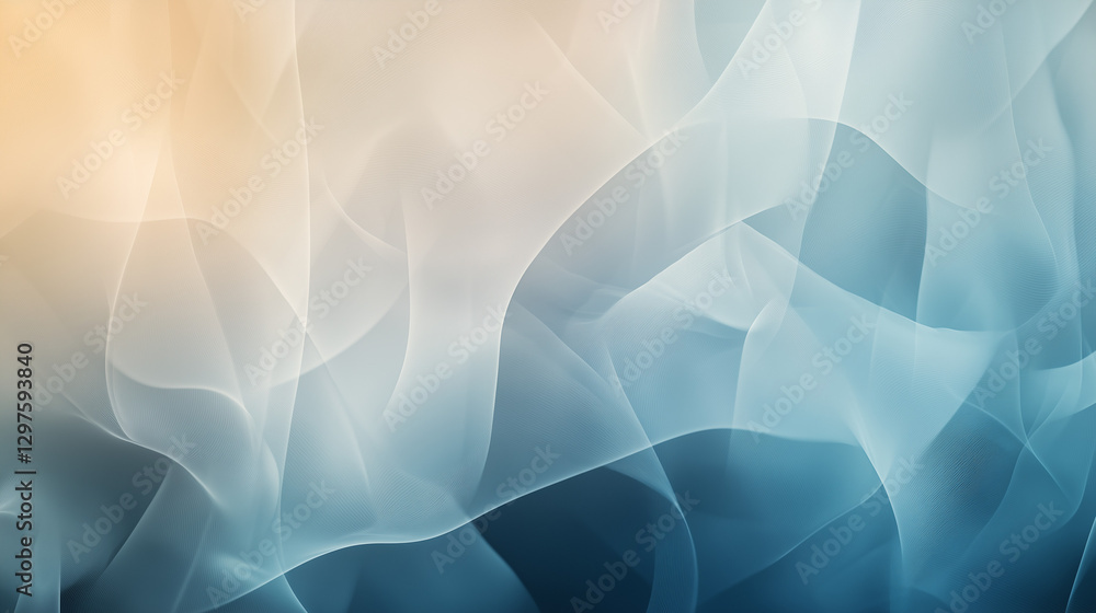 Poster ethereal abstract flow: a mesmerizing display of flowing, transparent, and softly colored ribbons cr