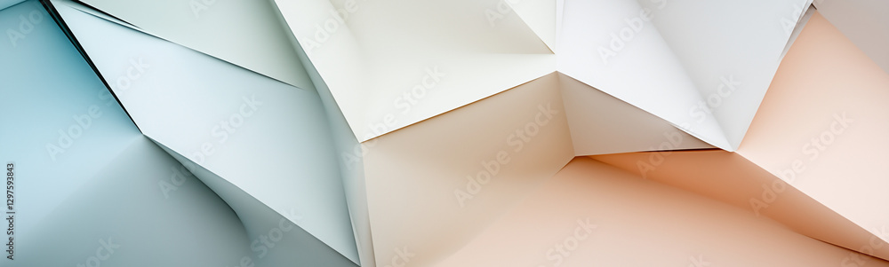 Poster abstract geometric shapes: a close-up view of folded paper reveals a captivating interplay of light 