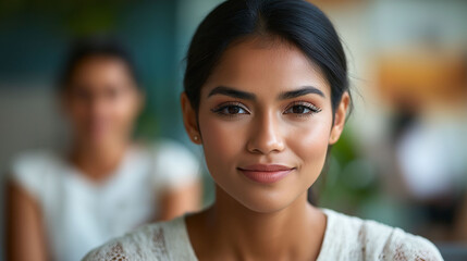 Fototapeta premium Young Latina employee, in the workplace