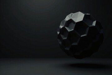 Fototapeta premium Abstract Dark Sphere with Geometric Facets in Minimalist Setting