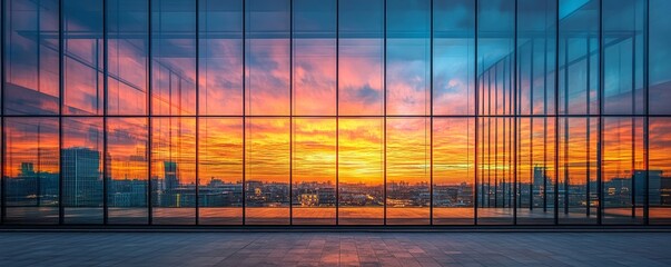 Sunset Reflections in Modern Architecture, Generative AI