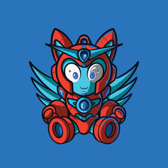 Mecha Chibi Angel Illustration with Trending Colors