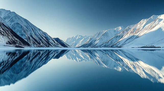 Snow capped mountains and lakes