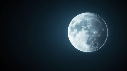 Obraz premium Celestial Glow: The moon, a celestial body, dominates the inky blackness of the night sky, emitting a serene, otherworldly glow in a breathtaking visual. 