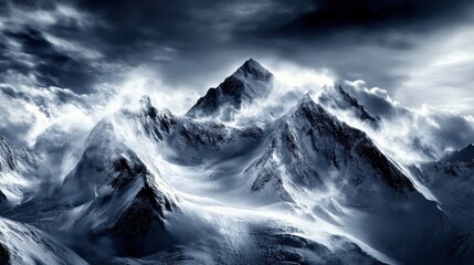 Obraz premium Dramatic Frozen Landscapes with High Contrast Lighting