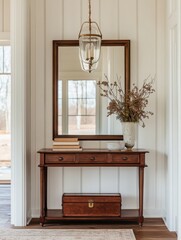 Modern Farmhouse Foyer with Warm Traditional Accents
