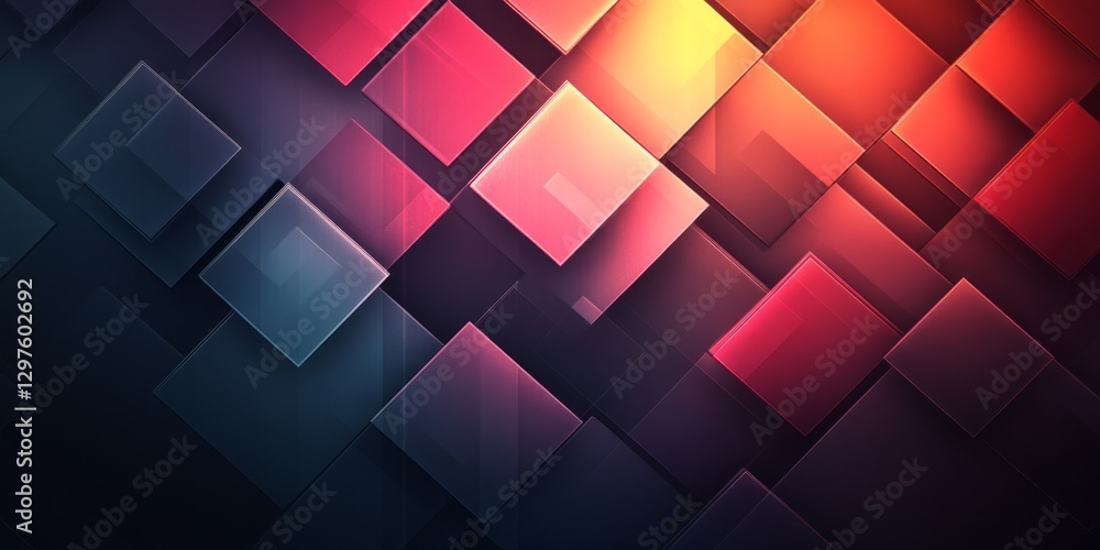 Poster Colorful abstract background featuring geometric square shapes overlapping each other