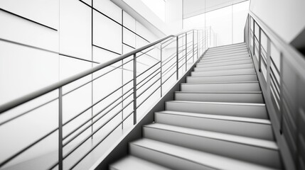 Fototapeta premium Modern interior staircase with sleek design, bright lighting, and minimalist architecture