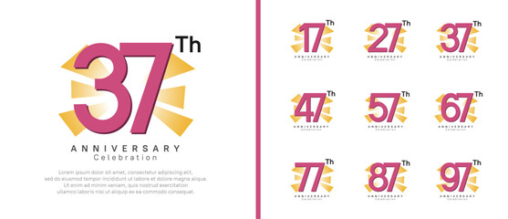 anniversary logo set. vector design purple color can be use for celebration moment