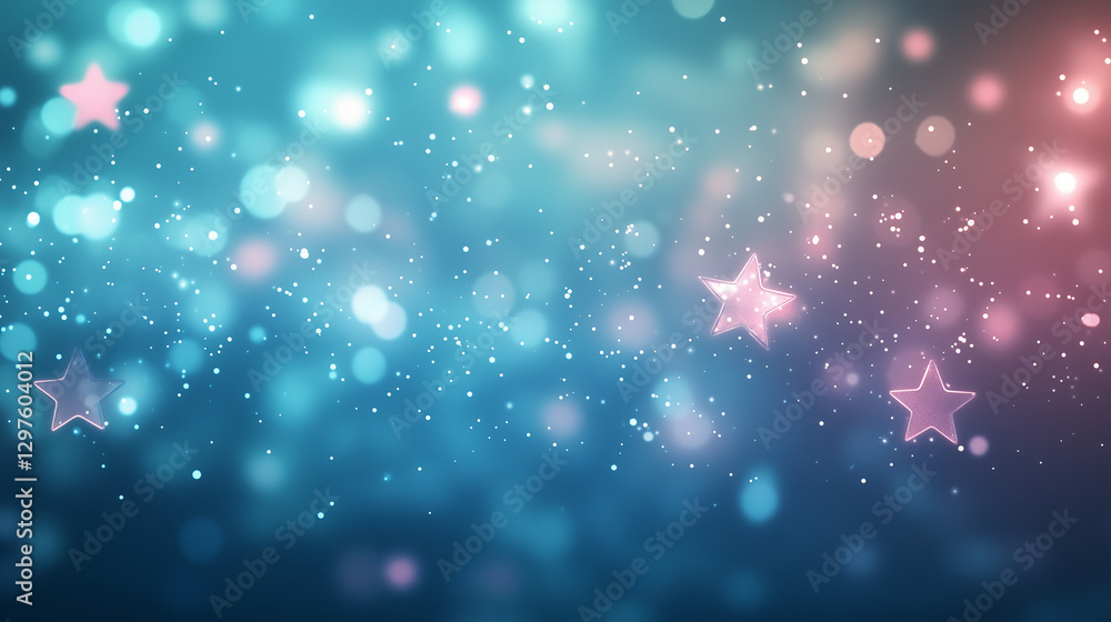 Poster celestial dreamscape: a dreamy, ethereal abstract background, painted in soft pastel colors, intersp