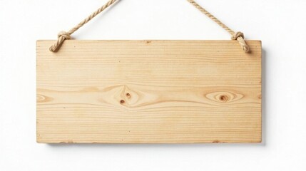 Blank Wooden Signboard Hanging with Rope, Ideal for Rustic Announcements or Display