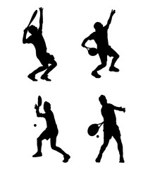 tennis ball player vector silhouette