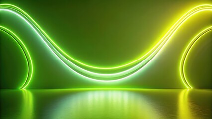 Obraz premium Soft glow of luminescent curves against a modern lime backdrop, neon, vibrant, neon, vibrant, abstract, geometric, modern