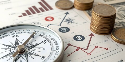 Navigate Your Finances: Compass, Charts, and Coins Guide Your Investment Strategy to Success!