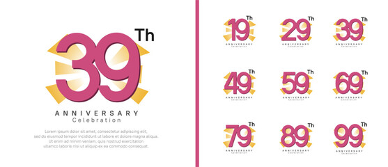anniversary logo set. vector design purple color can be use for celebration moment