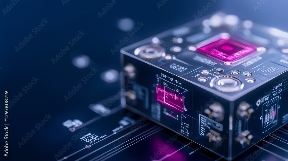 Aufkleber futuristic cube data transfer digital technology sci fi network server interface ci